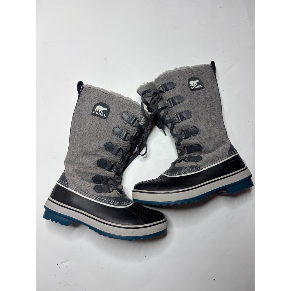 Sorel Winter Carnival Waterproof Boots Women 6.5 Grey Black NL1907-051 Snow Boot